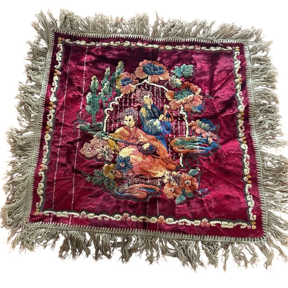Oriental Scene Chenille Woven Velvet Wall Tapestry 24
